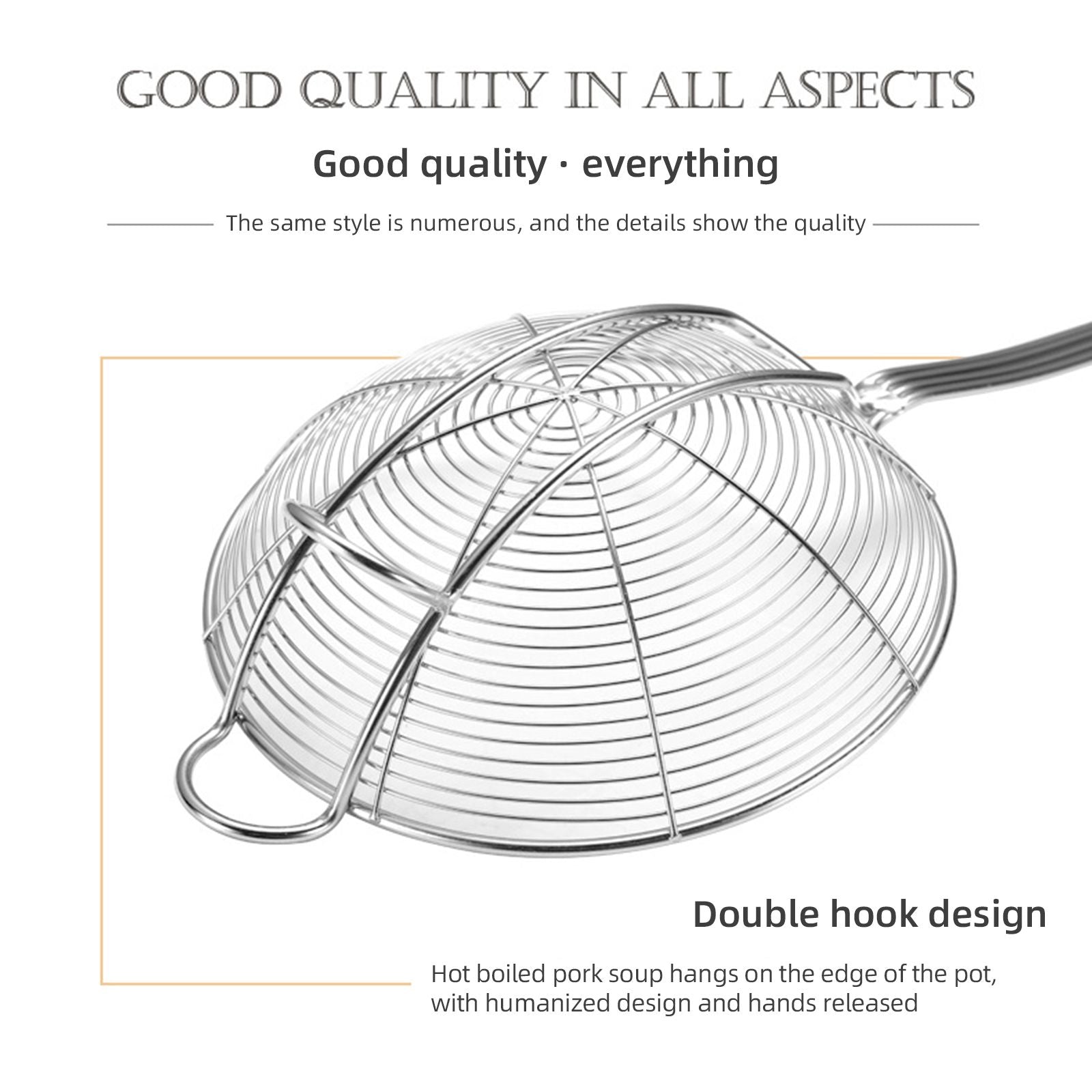 Strainer Spoon Long Stainless Steel Anti Scald Safe Slotted Ladle for Kitchen Cooking Frying Spaghetti V1294-YM0512-221202LD03-4