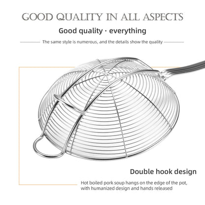 Strainer Spoon Long Stainless Steel Anti Scald Safe Slotted Ladle for Kitchen Cooking Frying Spaghetti V1294-YM0512-221202LD03-4