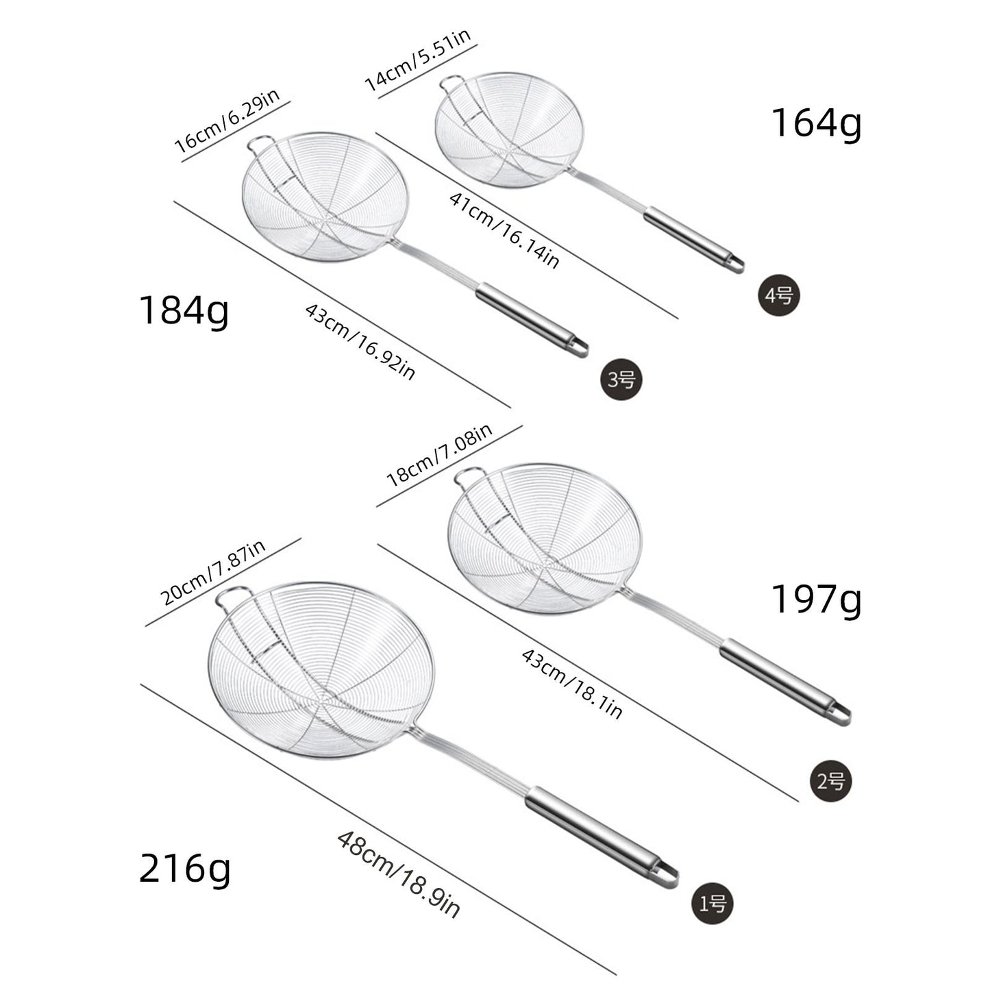 Strainer Spoon Long Stainless Steel Anti Scald Safe Slotted Ladle for Kitchen Cooking Frying Spaghetti V1294-YM0512-221202LD03-4