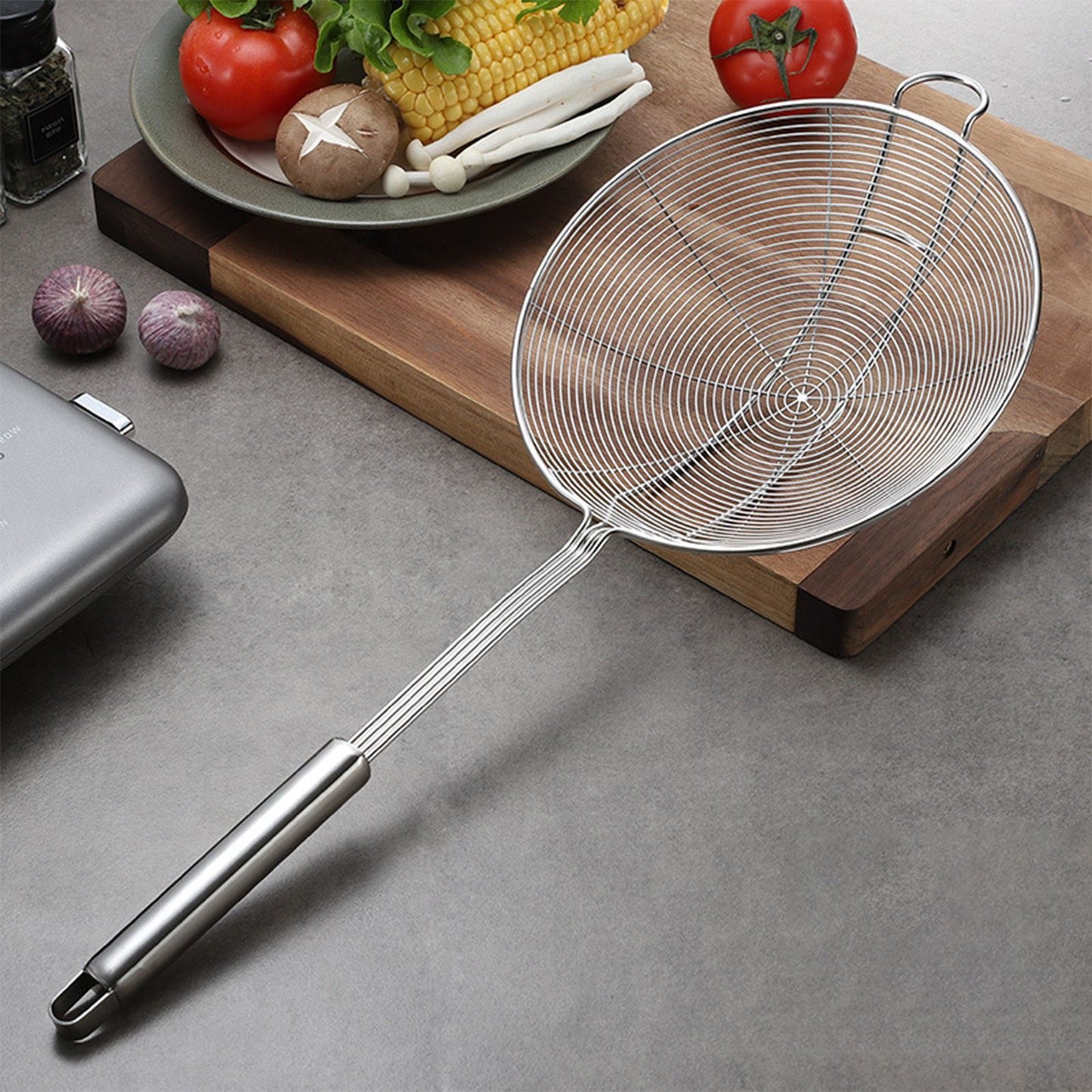 Strainer Spoon Long Stainless Steel Anti Scald Safe Slotted Ladle for Kitchen Cooking Frying Spaghetti V1294-YM0512-221202LD03-4