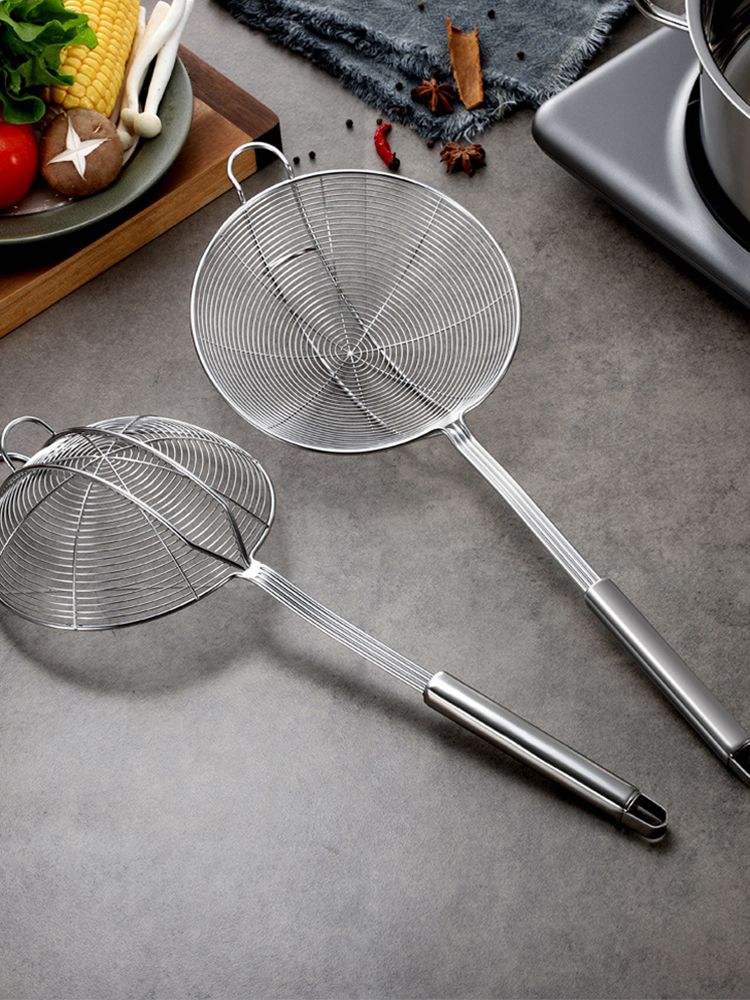 Strainer Spoon Long Stainless Steel Anti Scald Safe Slotted Ladle for Kitchen Cooking Frying Spaghetti V1294-YM0512-221202LD03-4
