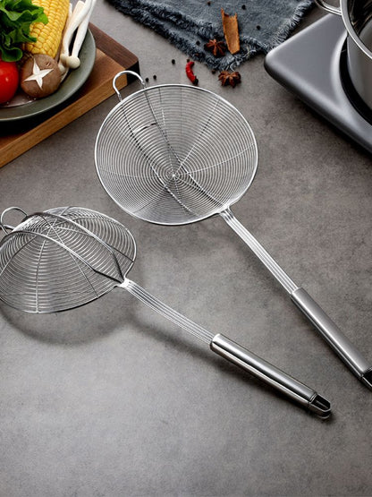 Strainer Spoon Long Stainless Steel Anti Scald Safe Slotted Ladle for Kitchen Cooking Frying Spaghetti V1294-YM0512-221202LD03-4