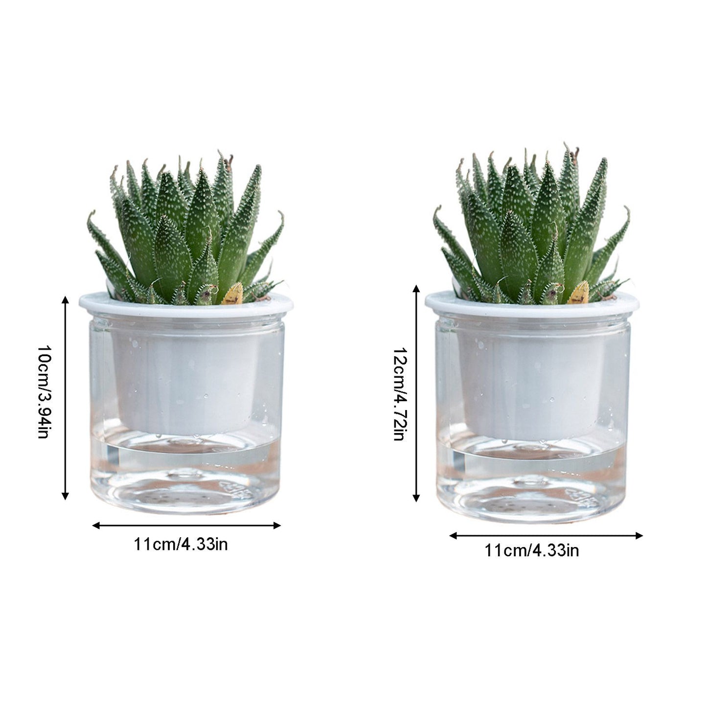 Automatic Water Absorbing Transparent Pot Creative Round Office Desktop Green Plant Hydroponic Plastic Flower V1294-YM0512-221209HR02-2