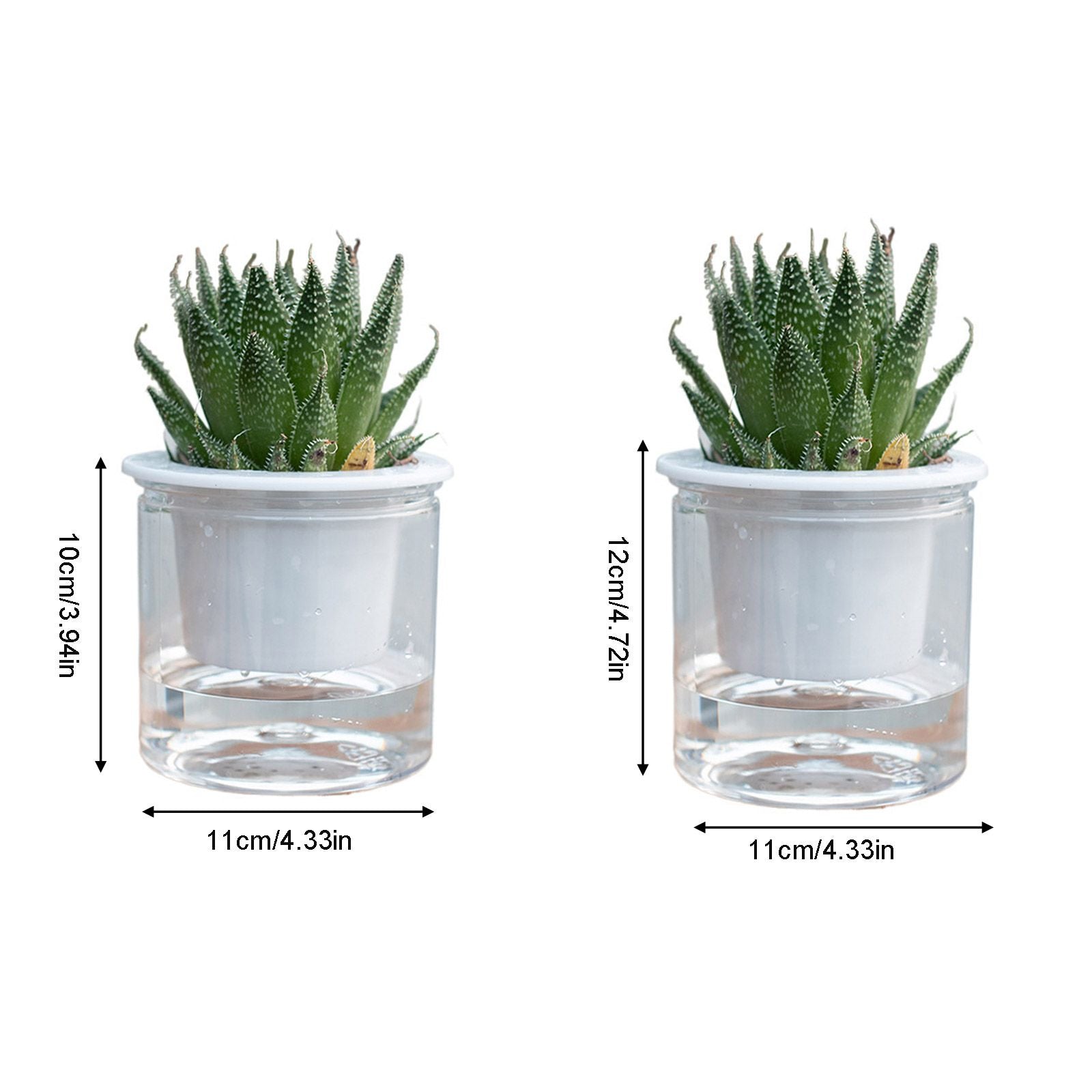 Automatic Water Absorbing Transparent Pot Creative Round Office Desktop Green Plant Hydroponic Plastic Flower V1294-YM0512-221209HR02-2