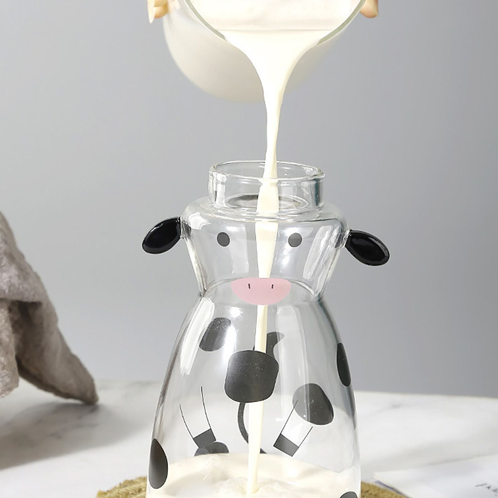600MLCreative Glass Straw Cup Cow Shape Glass Cup with Straw V1294-YM0512-230316HR48