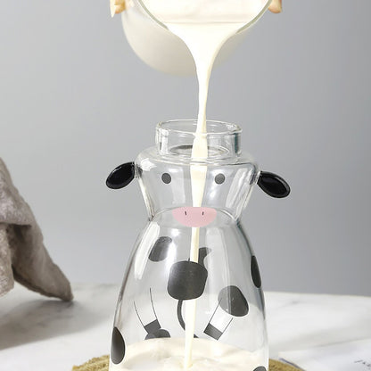 600MLCreative Glass Straw Cup Cow Shape Glass Cup with Straw V1294-YM0512-230316HR48