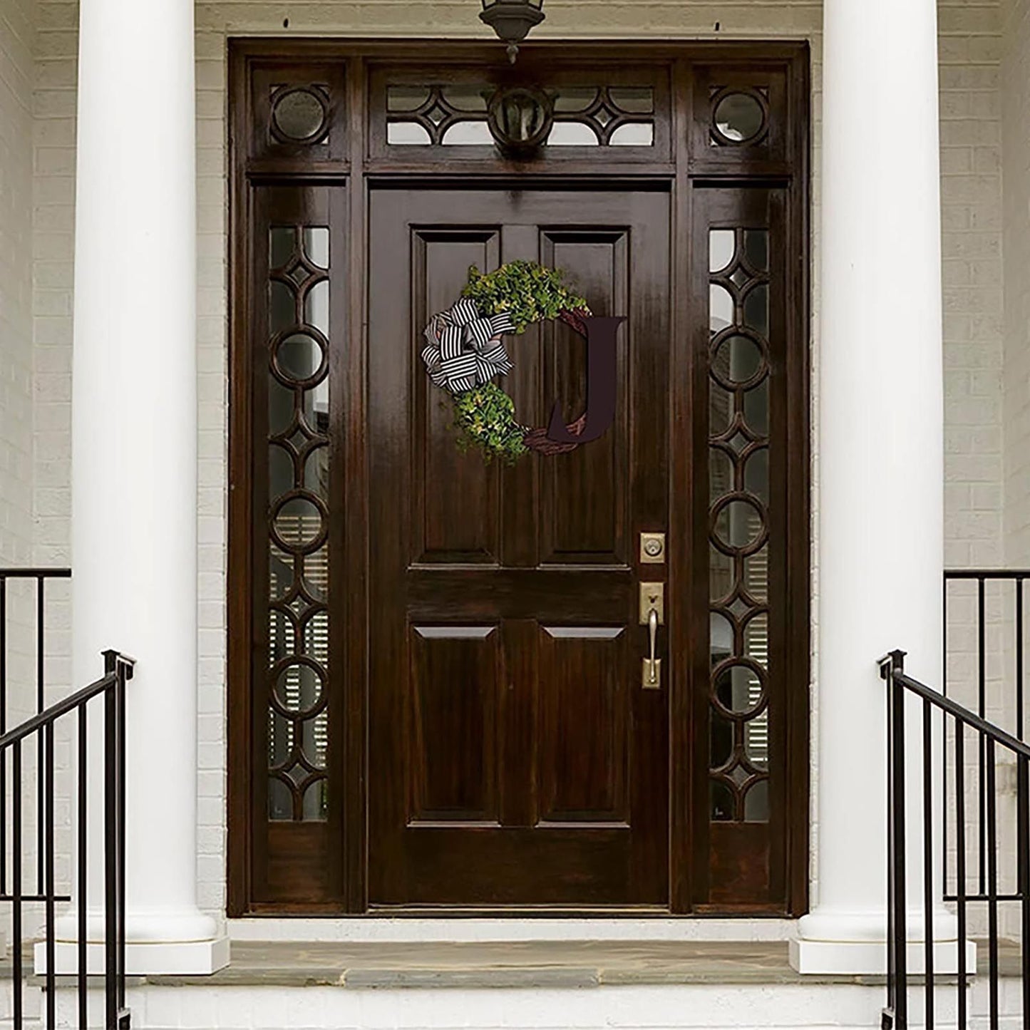 Creative Front Door Wreath with Bow 26 Letter Garden Outdoor Decorative Wreath V1294-YM0512-230329HR68-10