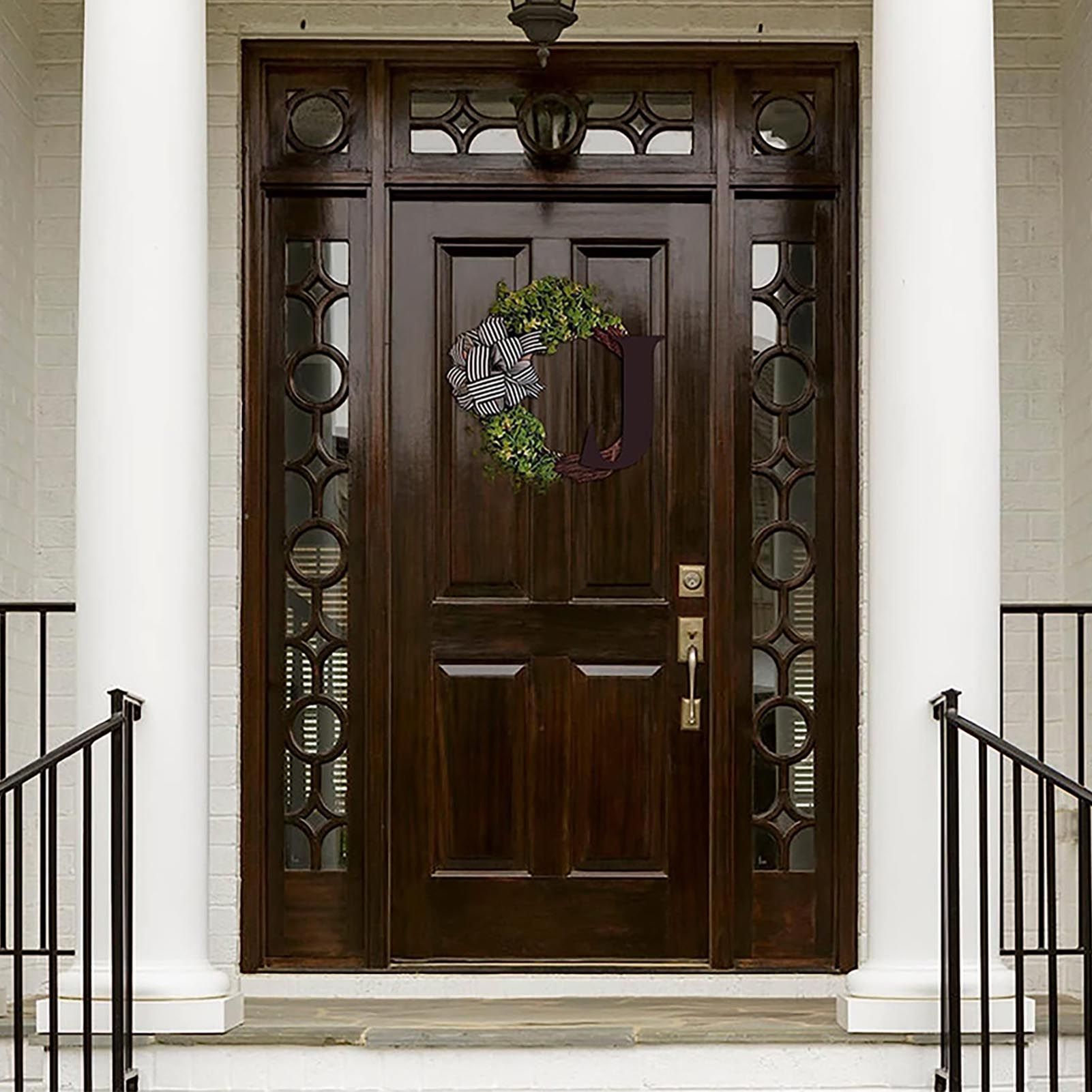 Creative Front Door Wreath with Bow 26 Letter Garden Outdoor Decorative Wreath V1294-YM0512-230329HR68-10