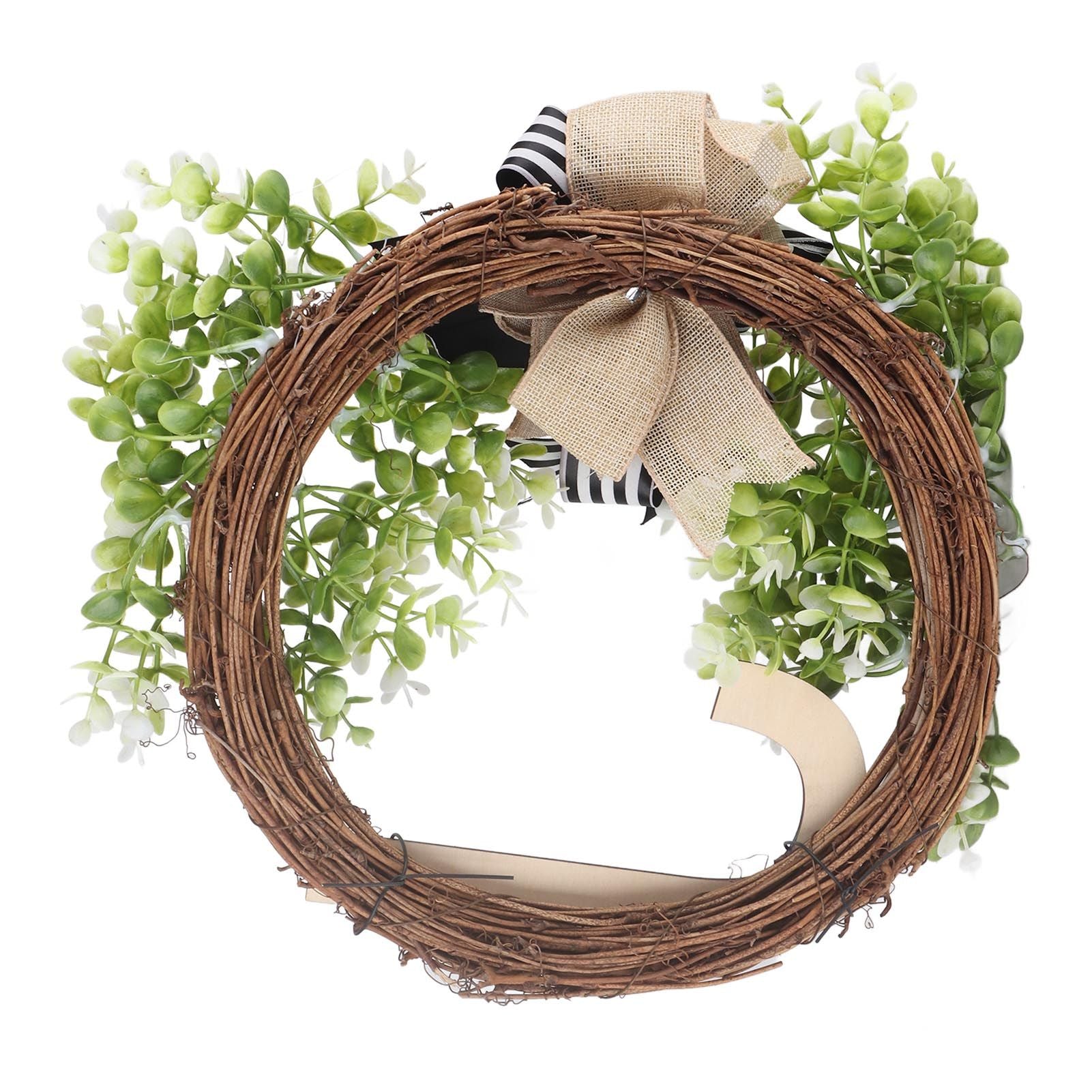 Creative Front Door Wreath with Bow 26 Letter Garden Outdoor Decorative Wreath V1294-YM0512-230329HR68-10