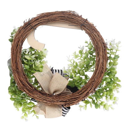 Creative Front Door Wreath with Bow 26 Letter Garden Outdoor Decorative Wreath V1294-YM0512-230329HR68-10
