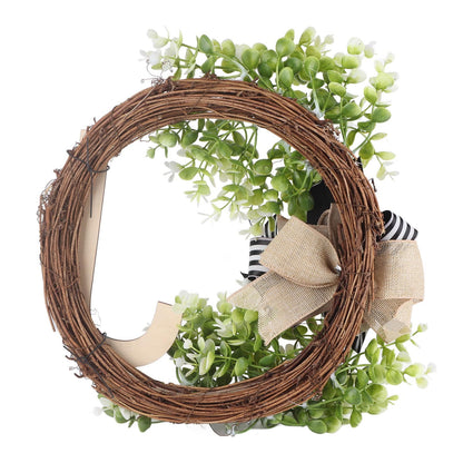 Creative Front Door Wreath with Bow 26 Letter Garden Outdoor Decorative Wreath V1294-YM0512-230329HR68-10
