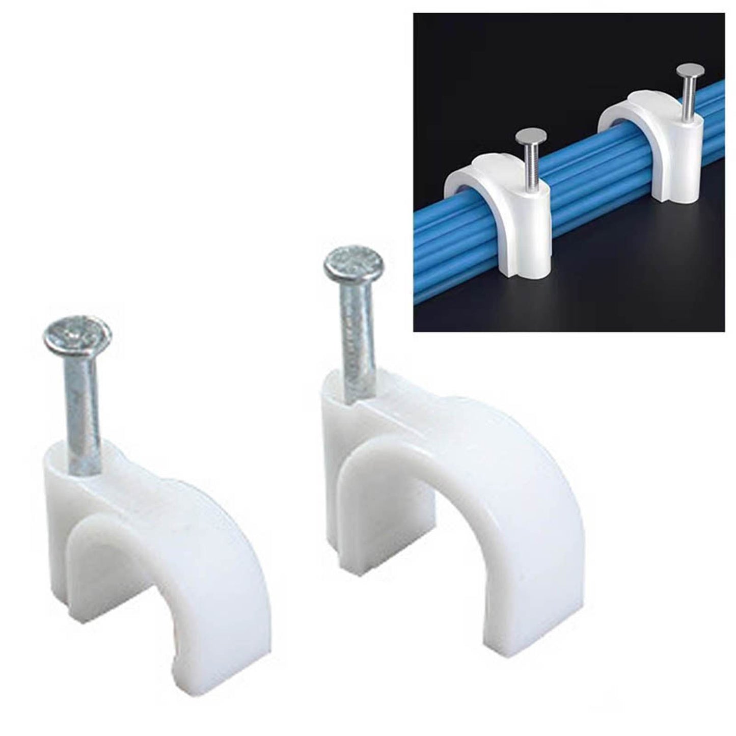 100 PCS 5mm Steel Nail Line Clip Round Cable Fixing Clips for Wall Mounted Cord Management V1294-YM0512-3111220272011