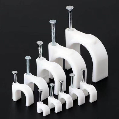 100 PCS 5mm Steel Nail Line Clip Round Cable Fixing Clips for Wall Mounted Cord Management V1294-YM0512-3111220272011