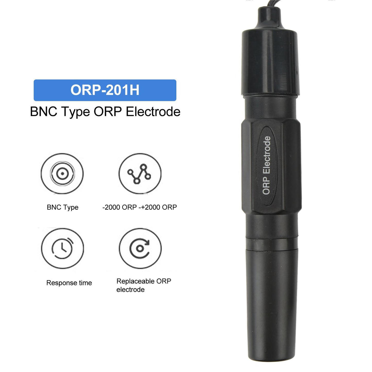 ORP 201H Probe Electrode Replaceable BNC Socket Probe for ORP Tester Meter Controller 1.2M V1294-YM0512-3111220272111
