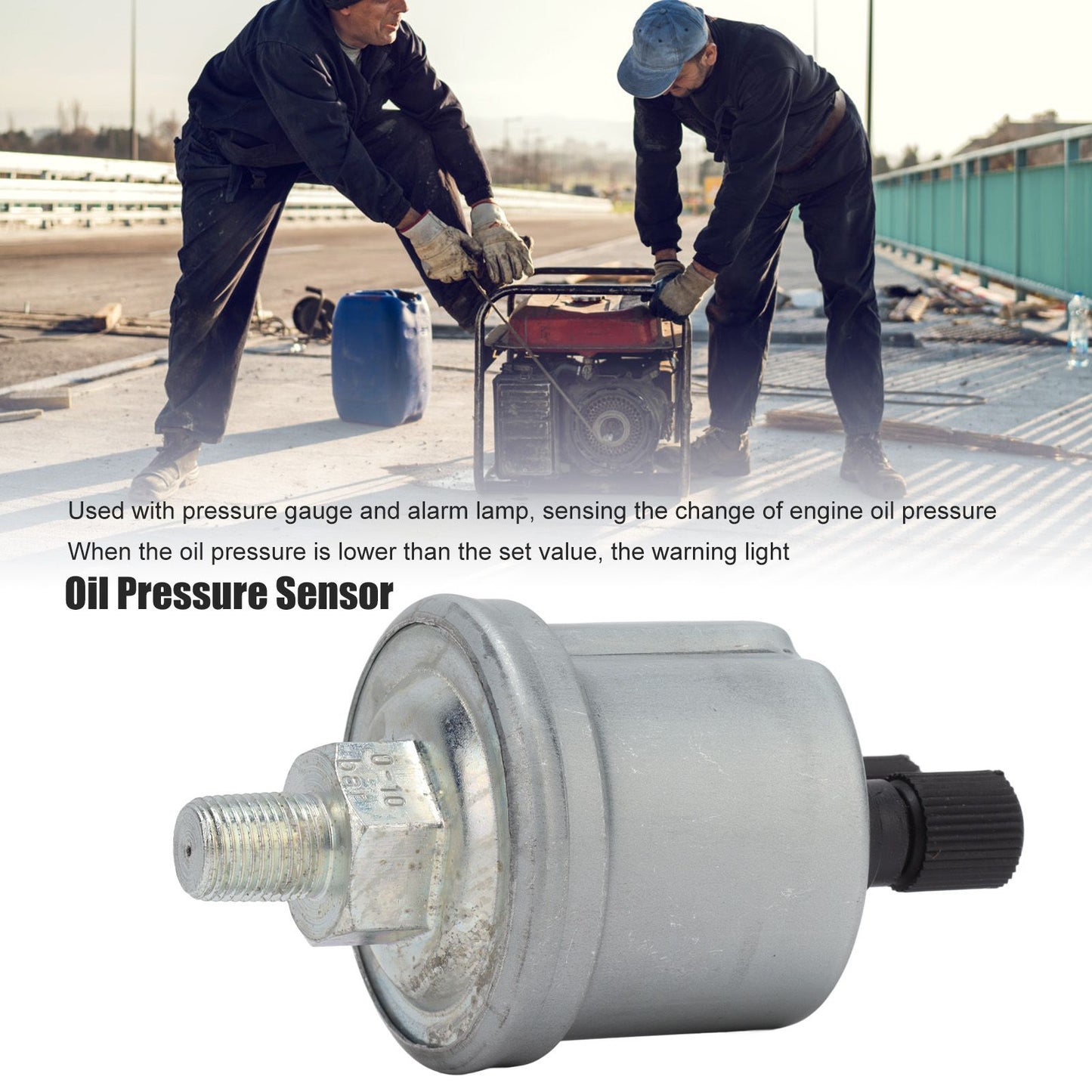 10Bar Oil Pressure Sensor Stainless Steel Engine Oil Pressure Sensor Replacement for Large Trucks Excavators V1294-YM0512-3111220282111