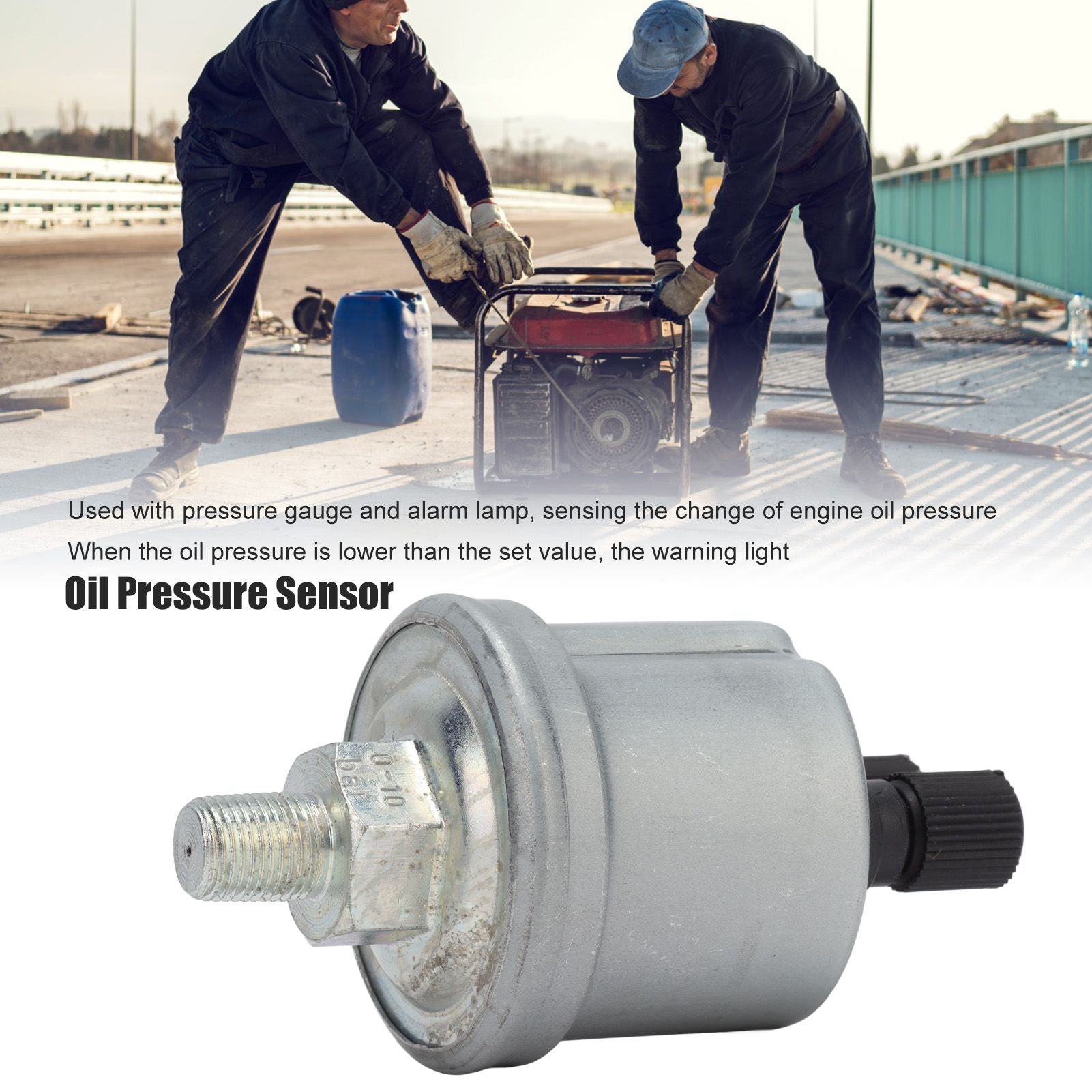 10Bar Oil Pressure Sensor Stainless Steel Engine Oil Pressure Sensor Replacement for Large Trucks Excavators V1294-YM0512-3111220282111