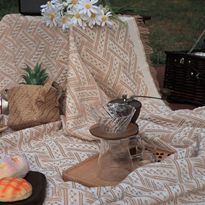 Outdoor Picnic Blanket with Fringe Cotton Soft Comfortable Simple Style for Camping Beach 180x130 V1294-YM0512-3111220282212