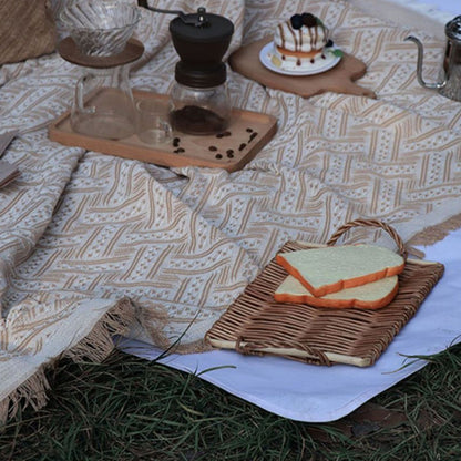 Outdoor Picnic Blanket with Fringe Cotton Soft Comfortable Simple Style for Camping Beach 180x130 V1294-YM0512-3111220282212