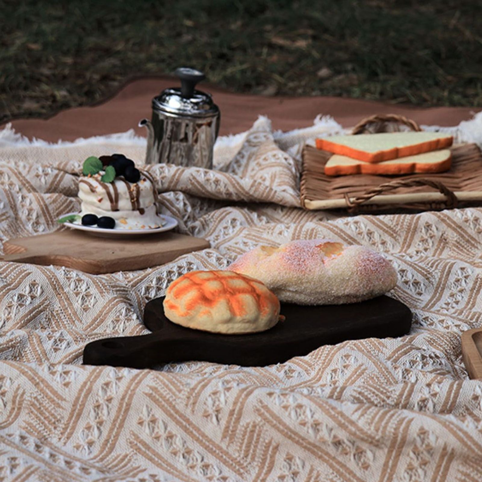 Outdoor Picnic Blanket with Fringe Cotton Soft Comfortable Simple Style for Camping Beach 180x130 V1294-YM0512-3111220282212