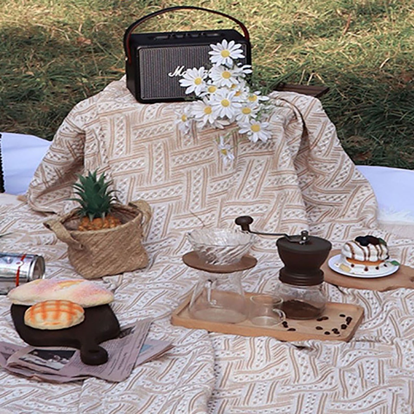 Outdoor Picnic Blanket with Fringe Cotton Soft Comfortable Simple Style for Camping Beach 180x130 V1294-YM0512-3111220282212