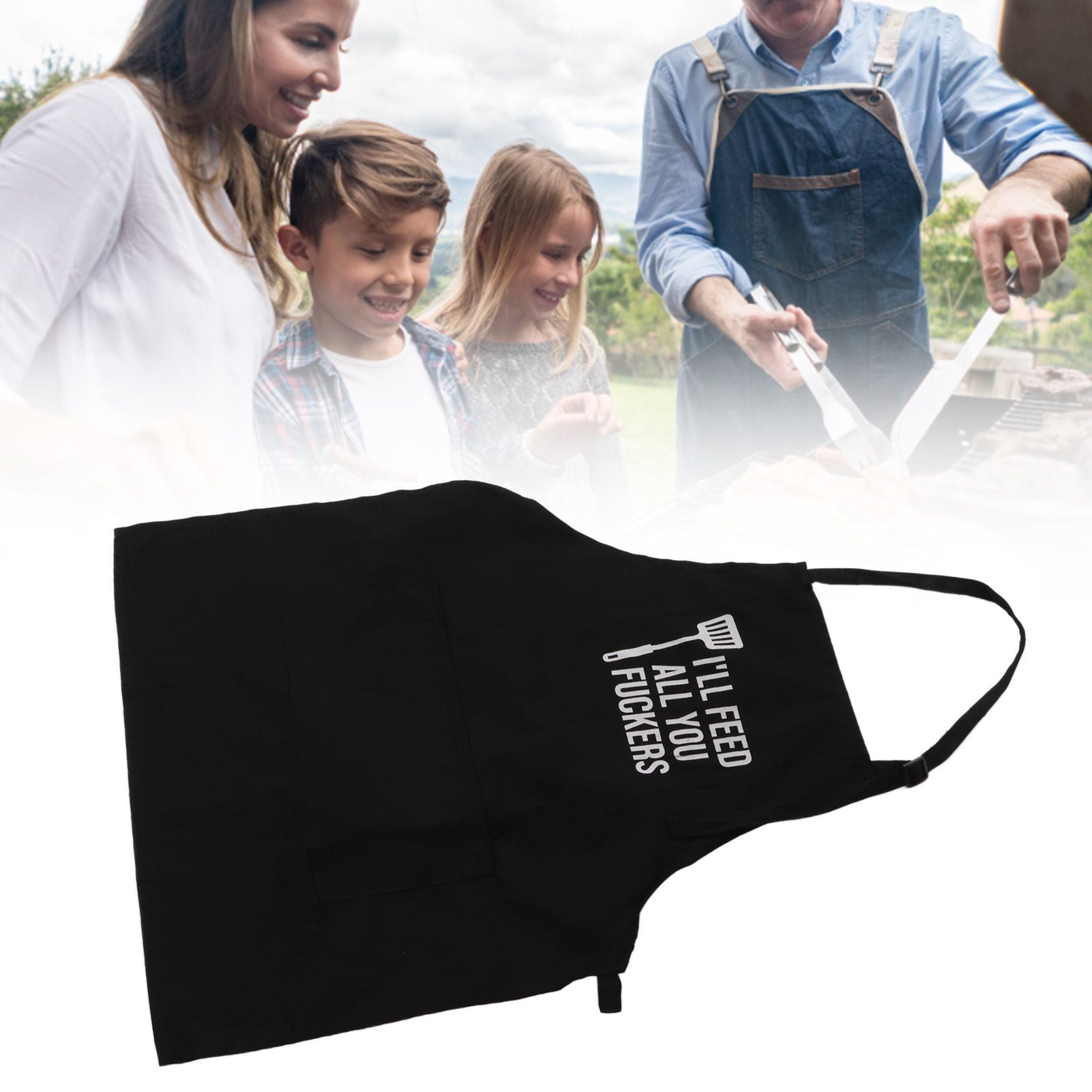 Men Funny Apron Chef Bib Apron with 3 Pockets Adjustable Neck Strap for Kitchen Cooking BBQ Baking Husband V1294-YM0512-3111220282711