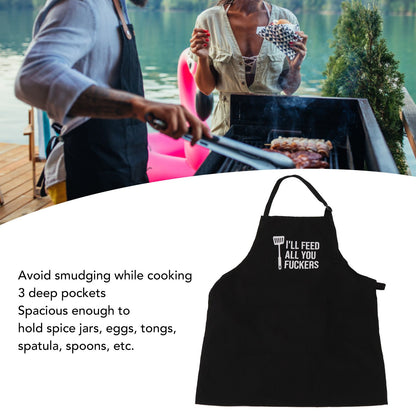 Men Funny Apron Chef Bib Apron with 3 Pockets Adjustable Neck Strap for Kitchen Cooking BBQ Baking Husband V1294-YM0512-3111220282711