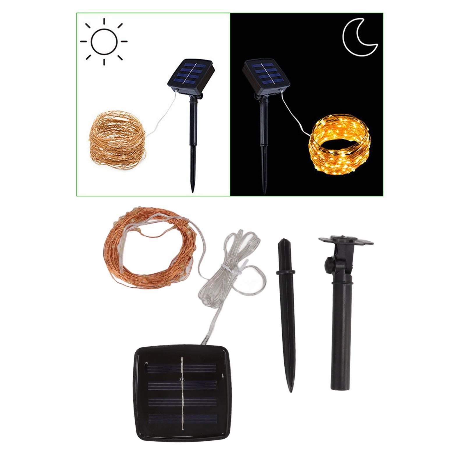 LED Solar String Lights IP44 Waterproof Heatproof Solar Powered Copper Wire Lights for Outdoor Garden Balcony V1294-YM0512-3111220283711