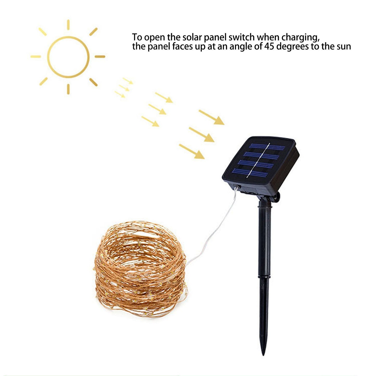 LED Solar String Lights IP44 Waterproof Heatproof Solar Powered Copper Wire Lights for Outdoor Garden Balcony V1294-YM0512-3111220283711