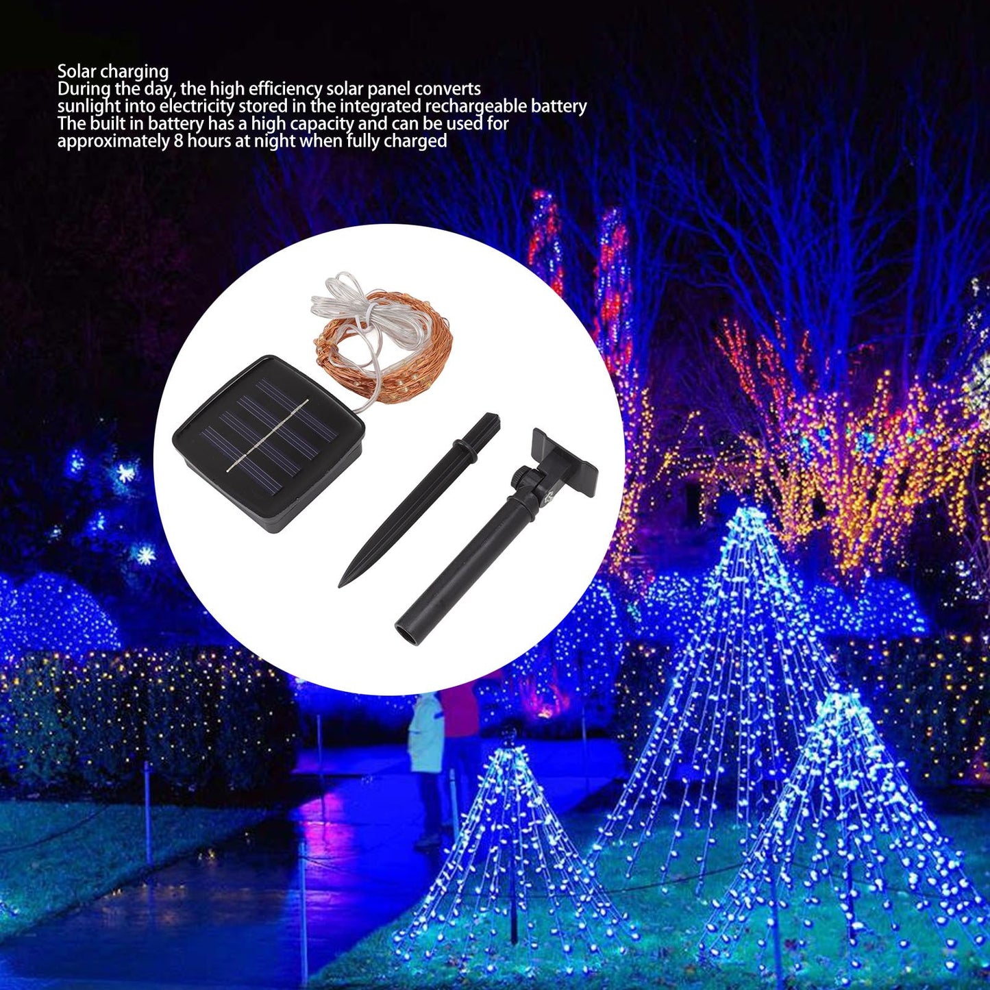 LED Solar String Lights IP44 Waterproof Heatproof Solar Powered Copper Wire Lights for Outdoor Garden Balcony V1294-YM0512-3111220283711