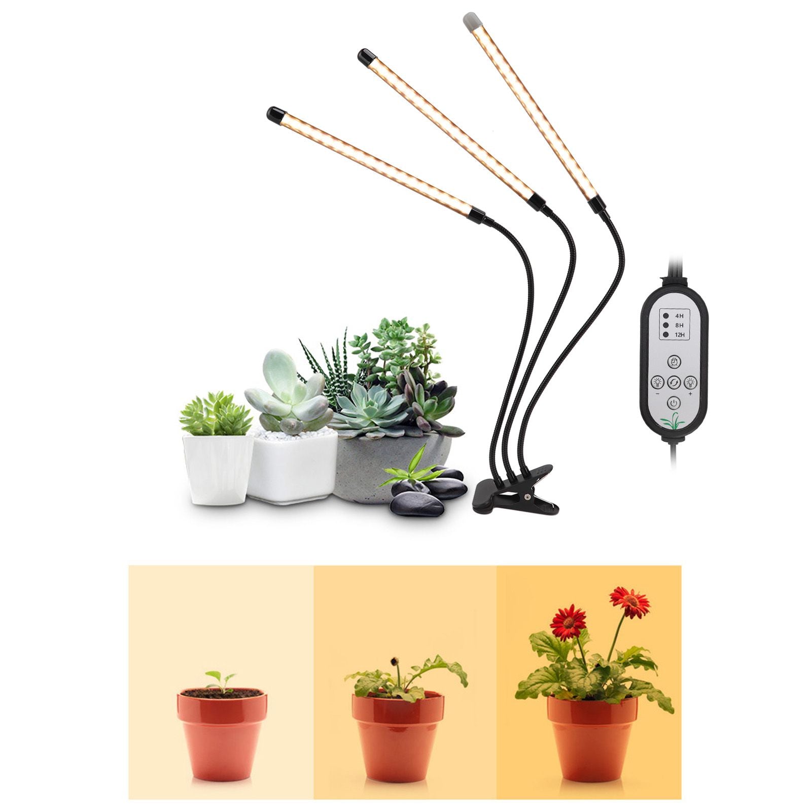 3 Head Clip Plant Light Full Spectrum Red White Warm Light 10 Level Dimmable USB LED Plant Growing Lamp with V1294-YM0512-3111220285211
