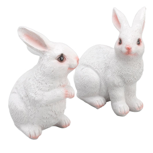 One Pair Garden Statues Rabbit Synthetic Resin Outdoor Craft Sculpture for Home Patio V1294-YM0512-3111220285611