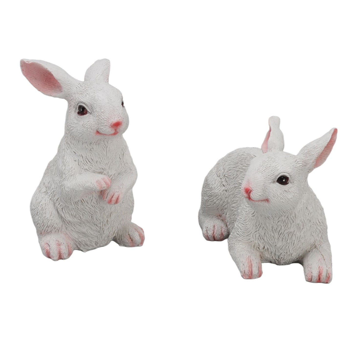 1 Pair Bunny Rabbit Ornaments Decorations Resin Art Craft Animal Model Sculpture Statue Figurine for Balcony V1294-YM0512-3111220285911