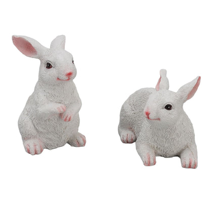 1 Pair Bunny Rabbit Ornaments Decorations Resin Art Craft Animal Model Sculpture Statue Figurine for Balcony V1294-YM0512-3111220285911