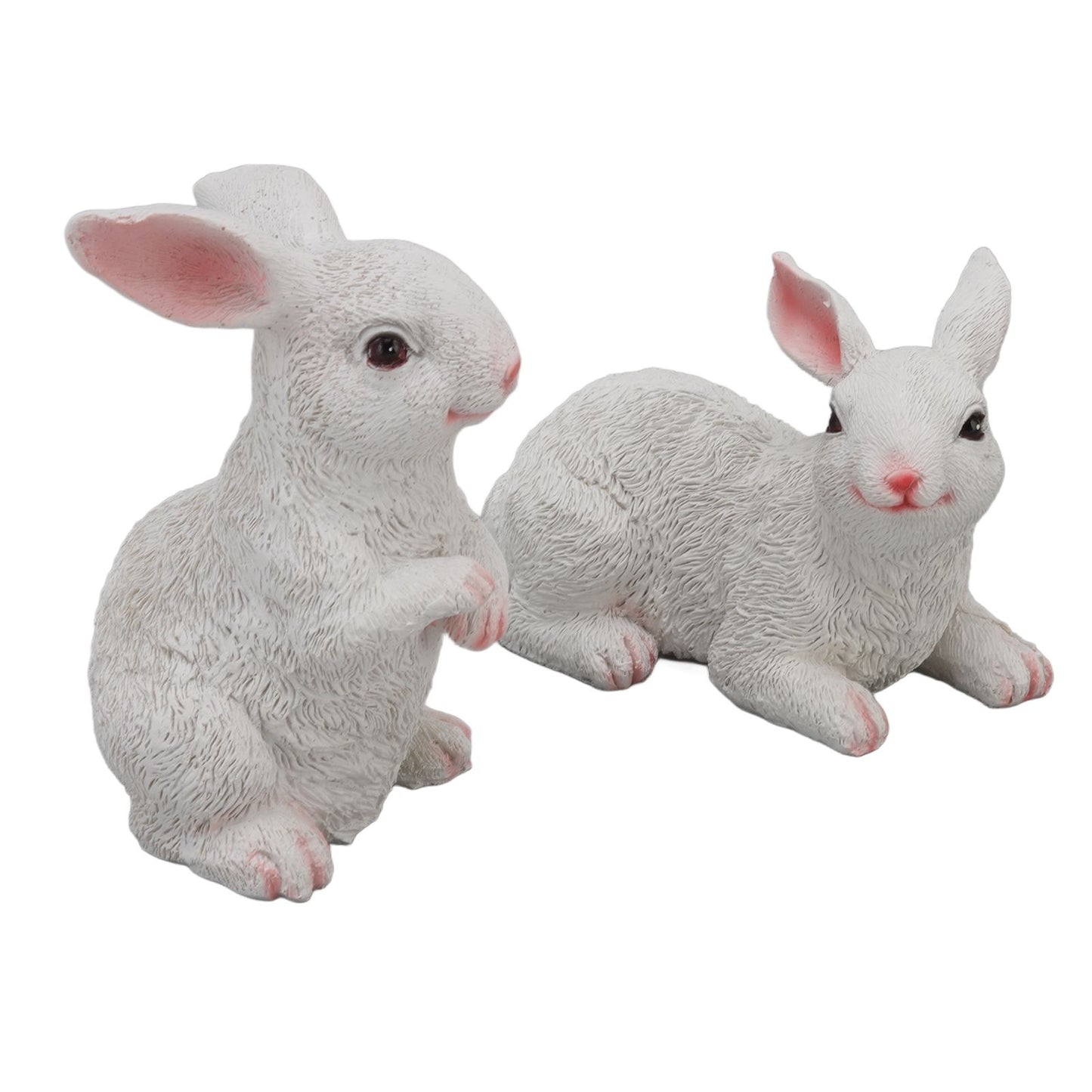 1 Pair Bunny Rabbit Ornaments Decorations Resin Art Craft Animal Model Sculpture Statue Figurine for Balcony V1294-YM0512-3111220285911