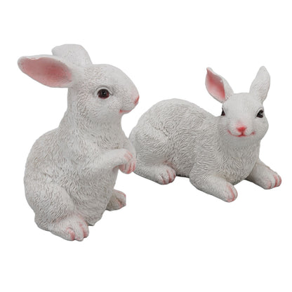 1 Pair Bunny Rabbit Ornaments Decorations Resin Art Craft Animal Model Sculpture Statue Figurine for Balcony V1294-YM0512-3111220285911