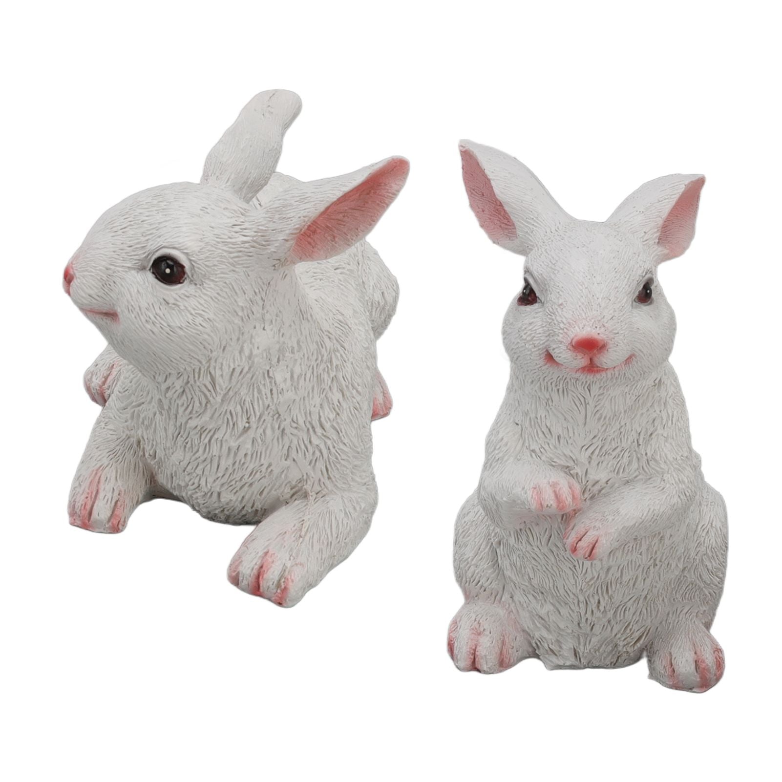 1 Pair Bunny Rabbit Ornaments Decorations Resin Art Craft Animal Model Sculpture Statue Figurine for Balcony V1294-YM0512-3111220285911