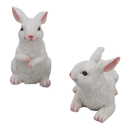1 Pair Bunny Rabbit Ornaments Decorations Resin Art Craft Animal Model Sculpture Statue Figurine for Balcony V1294-YM0512-3111220285911