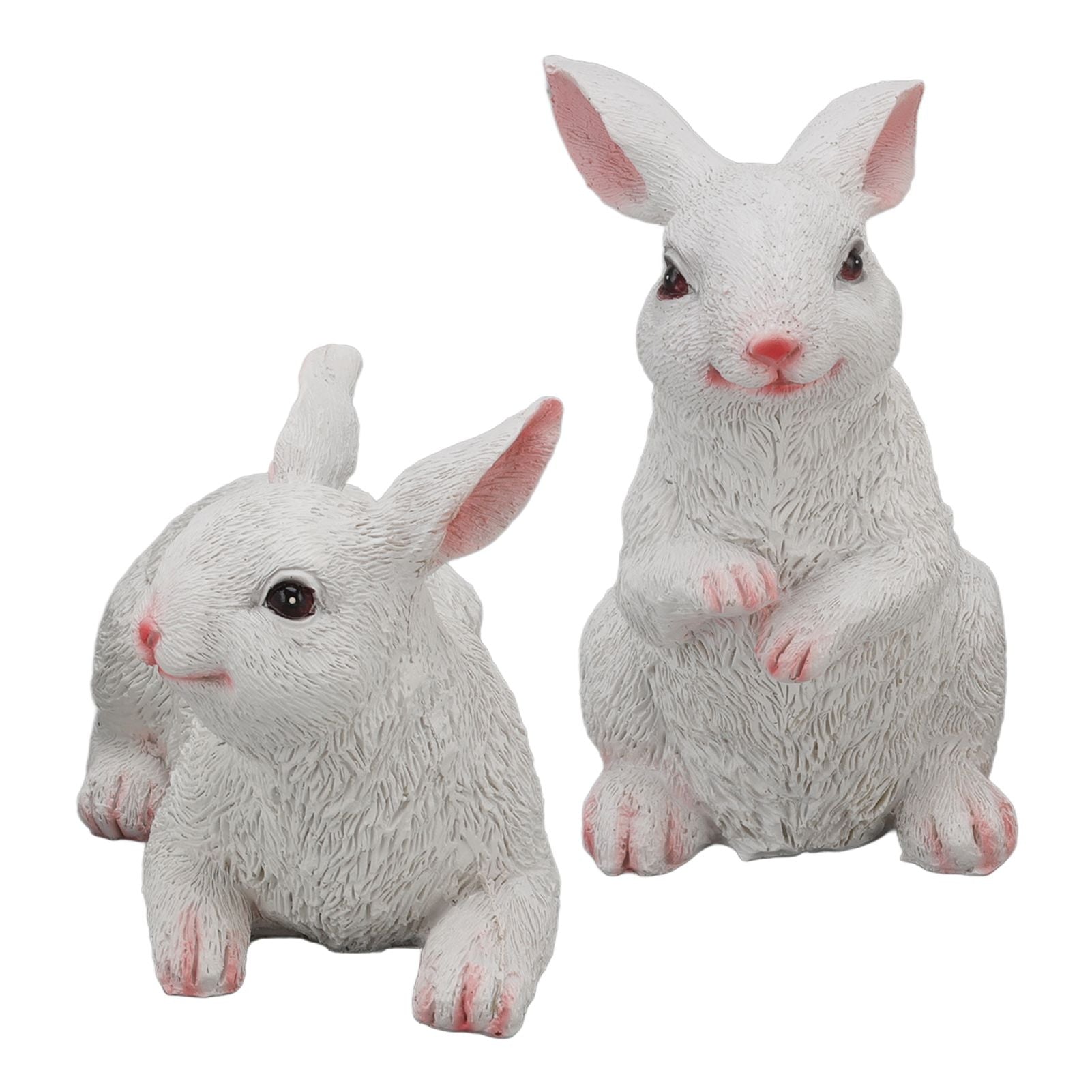 1 Pair Bunny Rabbit Ornaments Decorations Resin Art Craft Animal Model Sculpture Statue Figurine for Balcony V1294-YM0512-3111220285911