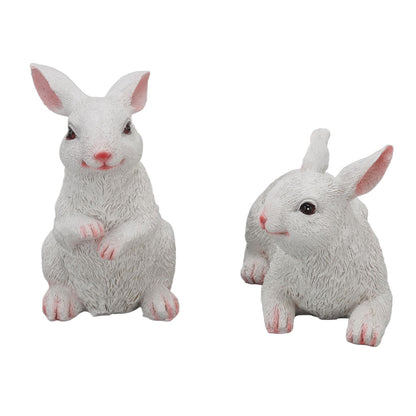 1 Pair Bunny Rabbit Ornaments Decorations Resin Art Craft Animal Model Sculpture Statue Figurine for Balcony V1294-YM0512-3111220285911