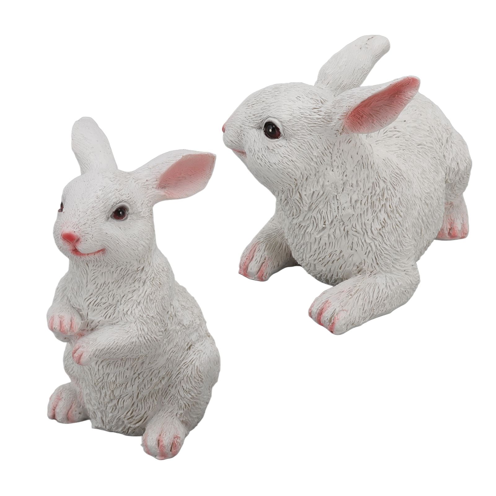1 Pair Bunny Rabbit Ornaments Decorations Resin Art Craft Animal Model Sculpture Statue Figurine for Balcony V1294-YM0512-3111220285911