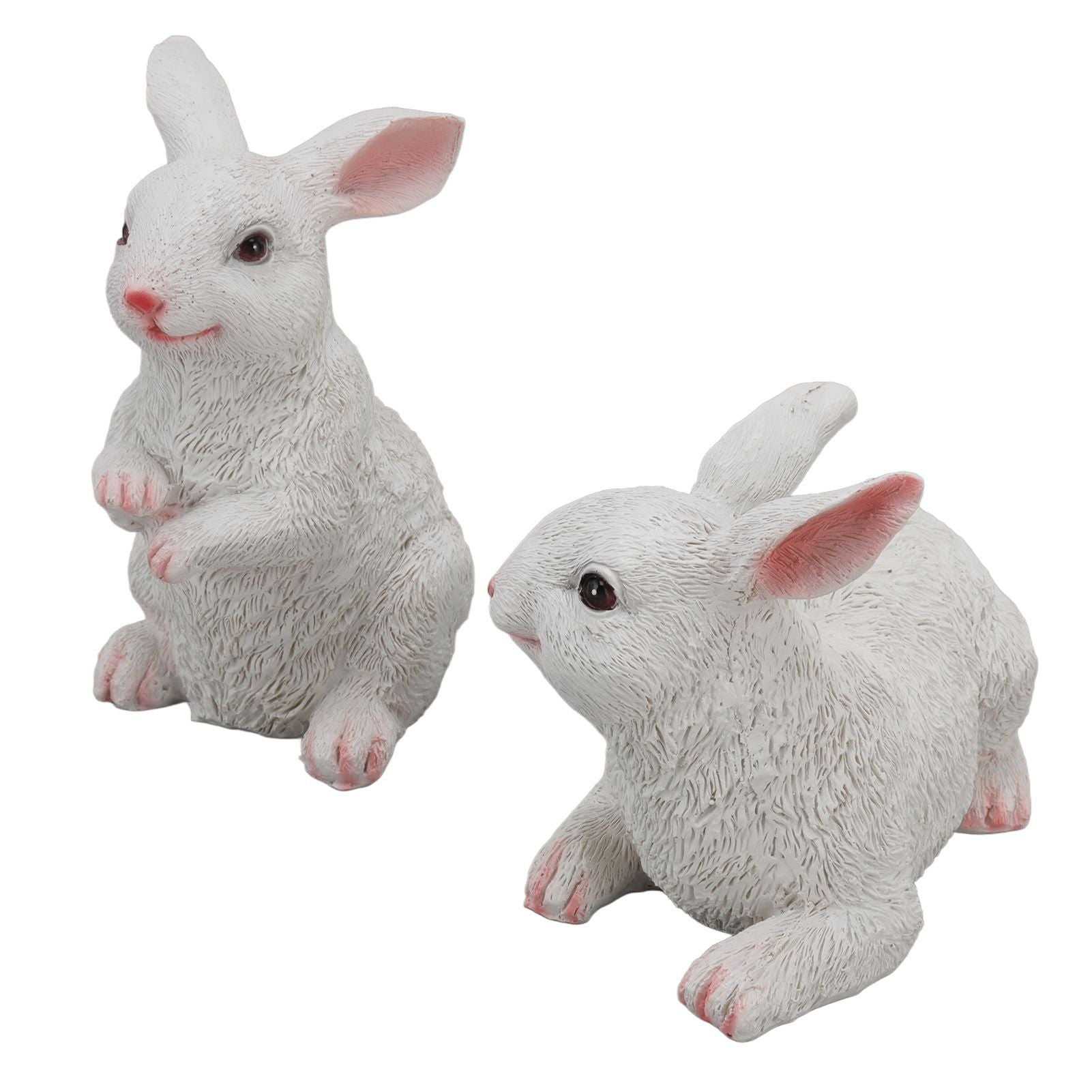 1 Pair Bunny Rabbit Ornaments Decorations Resin Art Craft Animal Model Sculpture Statue Figurine for Balcony V1294-YM0512-3111220285911