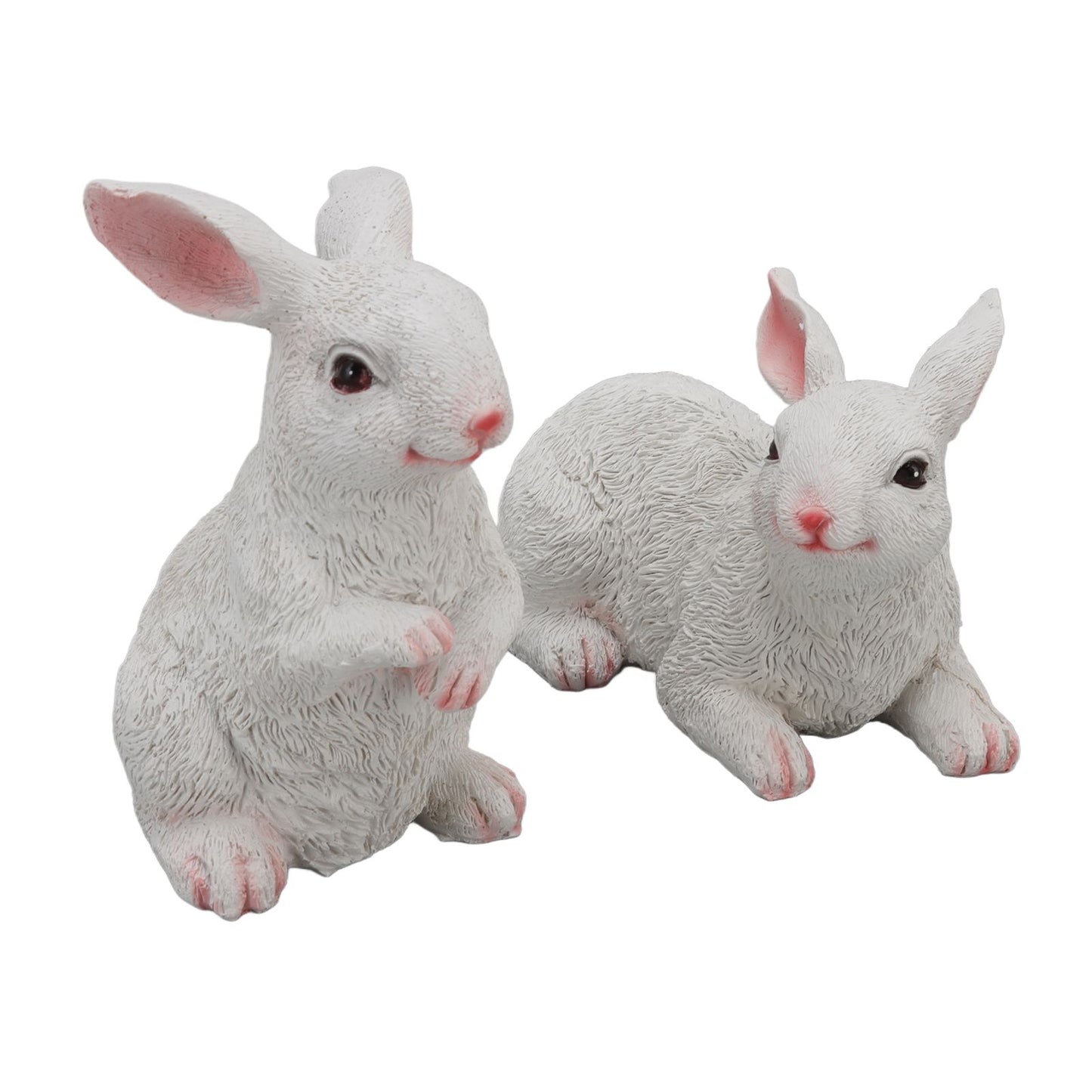 1 Pair Bunny Rabbit Ornaments Decorations Resin Art Craft Animal Model Sculpture Statue Figurine for Balcony V1294-YM0512-3111220285911
