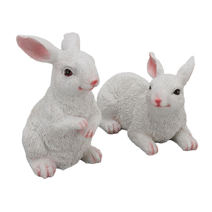 1 Pair Bunny Rabbit Ornaments Decorations Resin Art Craft Animal Model Sculpture Statue Figurine for Balcony V1294-YM0512-3111220285911