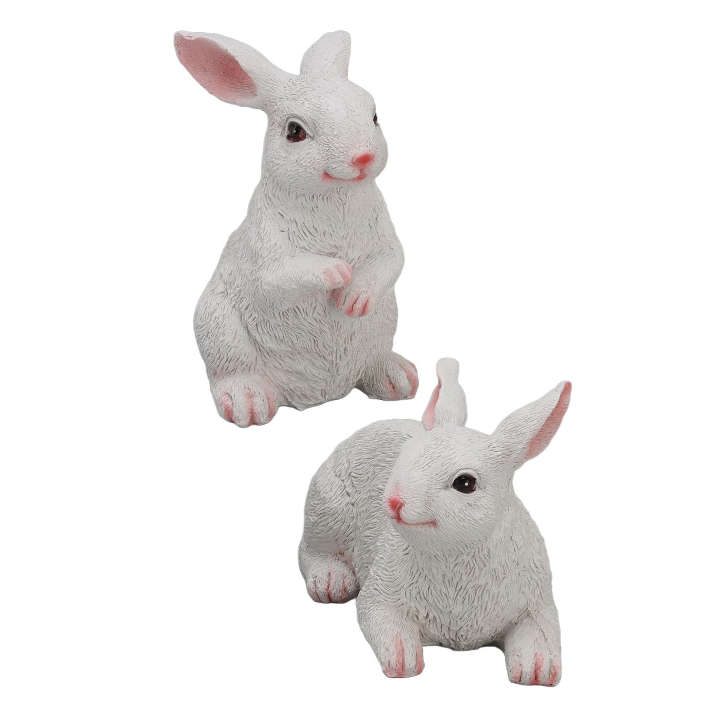 1 Pair Bunny Rabbit Ornaments Decorations Resin Art Craft Animal Model Sculpture Statue Figurine for Balcony V1294-YM0512-3111220285911