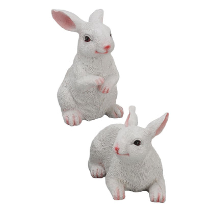 1 Pair Bunny Rabbit Ornaments Decorations Resin Art Craft Animal Model Sculpture Statue Figurine for Balcony V1294-YM0512-3111220285911