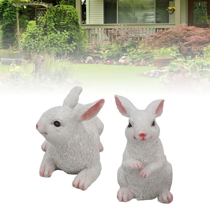 1 Pair Bunny Rabbit Ornaments Decorations Resin Art Craft Animal Model Sculpture Statue Figurine for Balcony V1294-YM0512-3111220285911