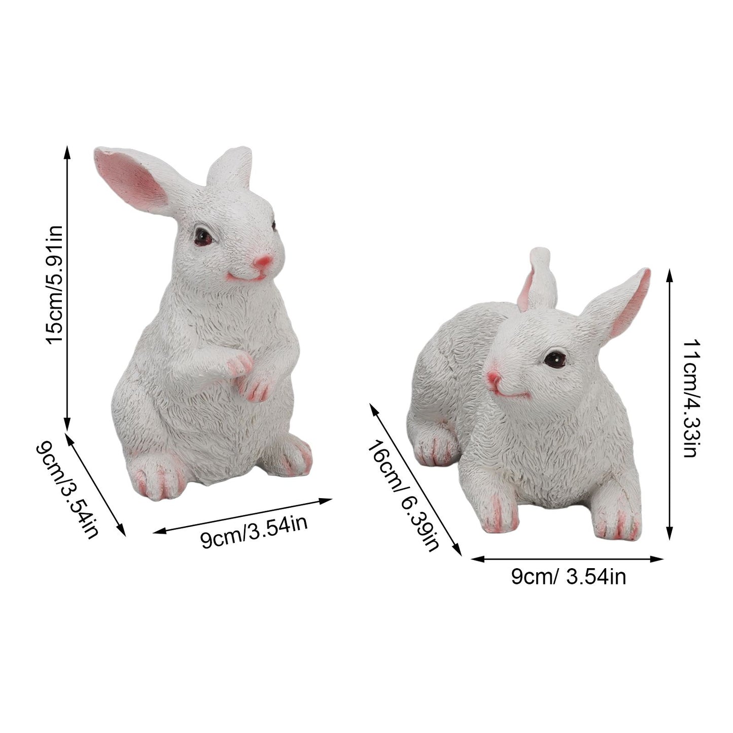 1 Pair Bunny Rabbit Ornaments Decorations Resin Art Craft Animal Model Sculpture Statue Figurine for Balcony V1294-YM0512-3111220285911