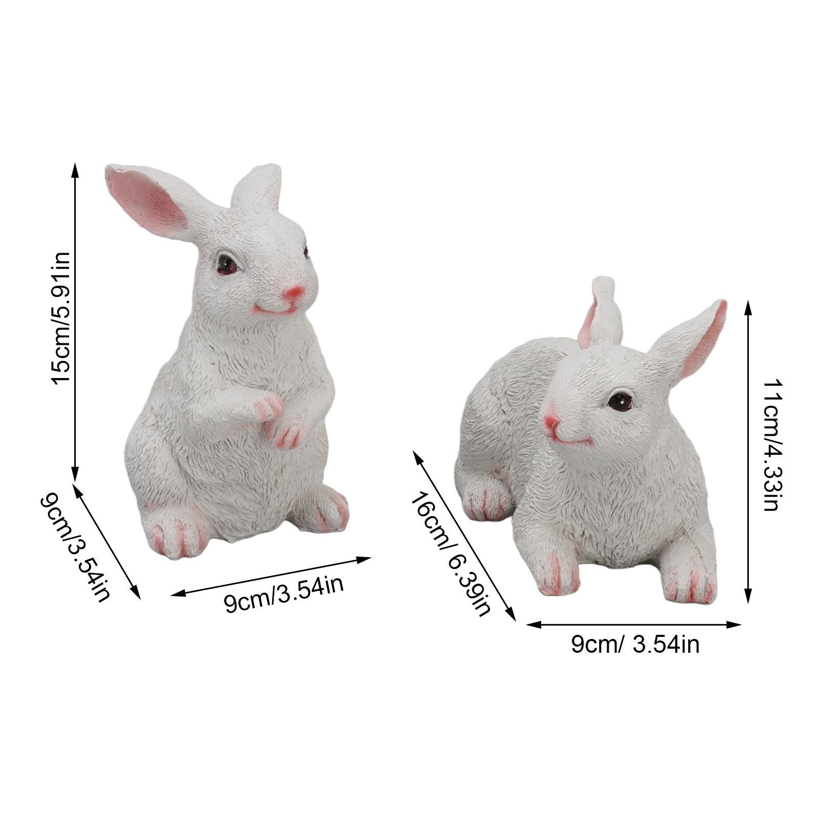 1 Pair Bunny Rabbit Ornaments Decorations Resin Art Craft Animal Model Sculpture Statue Figurine for Balcony V1294-YM0512-3111220285911