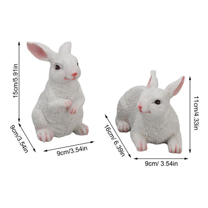 1 Pair Bunny Rabbit Ornaments Decorations Resin Art Craft Animal Model Sculpture Statue Figurine for Balcony V1294-YM0512-3111220285911