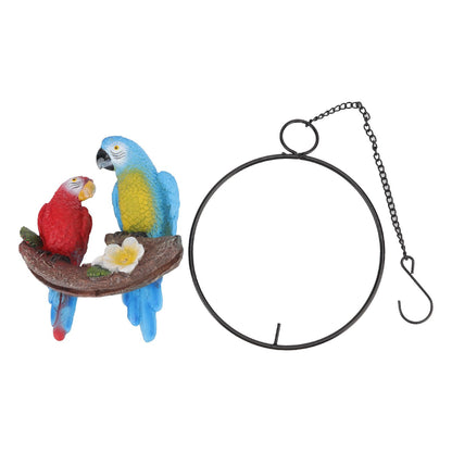 Garden Iron Ring Parrot Pendant Resin Bird Model Crafts Courtyard Balcony Decorations Small Red Blue Macaw V1294-YM0512-3111220286711